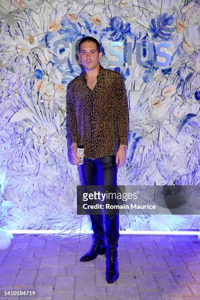 Eazy attends CELSIUS Arctic Vibe Launch Party at Joia Beach Club on July 21, 2022 in Miami Beach, Florida.