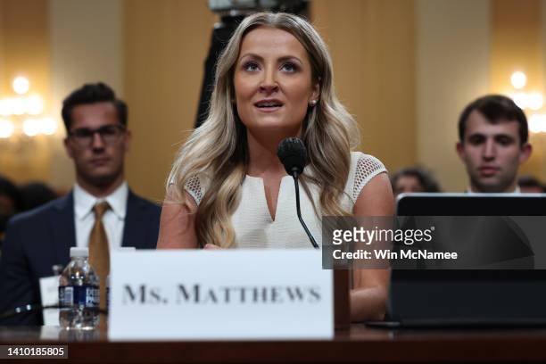 Sarah Matthews , former deputy White House press secretary, testifies before the House Select Committee to Investigate the January 6th Attack on the...