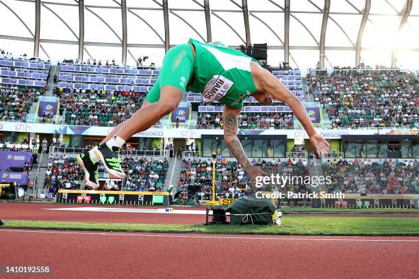 Leandro Ramos of Team Portugal competes in the Men's Javelin qualification on day seven of the World Athletics Championships Oregon22 at Hayward...