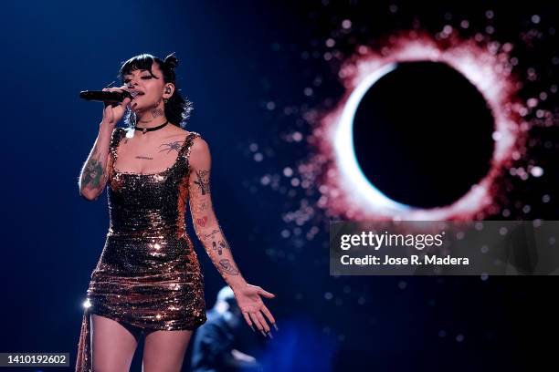 Cazzu performs during Premios Juventud 2022 at Coliseo de Puerto Rico José Miguel Agrelot on July 21, 2022 in San Juan, Puerto Rico.