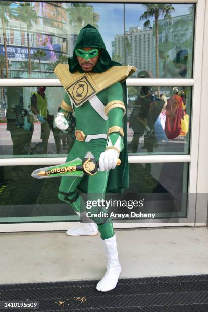 Cosplayer wears a mashup Green Lantern Ranger costume at the 2022 Comic-Con International: San Diego on July 21, 2022 in San Diego, California.