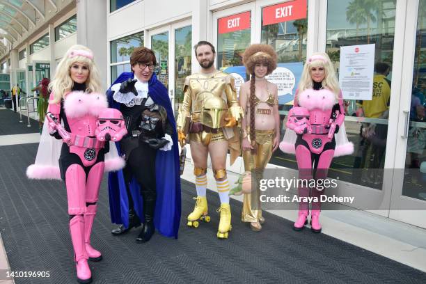 Cosplayers wear costumes from "Austin Powers" and "Star Wars" at the 2022 Comic-Con International: San Diego on July 21, 2022 in San Diego,...
