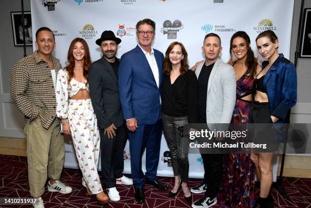 Clinton Sparks, Jenna Willis, Jay Giannone, Brett Cullen, Lesley Ann Warren, Erich Hover, Erin Cahill and Kid Moxie attend the premiere of "It Snows...