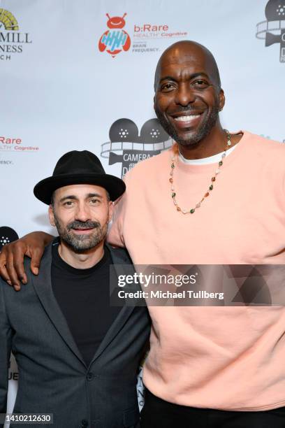 Director Jay Giannone and John Salley attend the premiere of "It Snows All The Time" at The London West Hollywood at Beverly Hills on July 21, 2022...