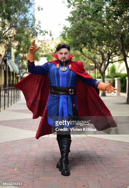 Chad Hatter cosplays as Dr. Strange at 2022 Comic-Con International: San Diego on July 21, 2022 in San Diego, California.