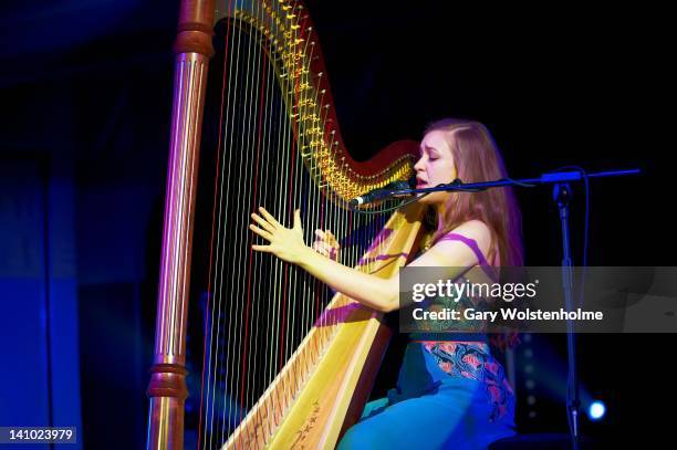 Joanna Newsome performs on stage during ATP curated by Jeff Mangum at Butlins Holiday Centre on March 9, 2012 in Minehead, United Kingdom.