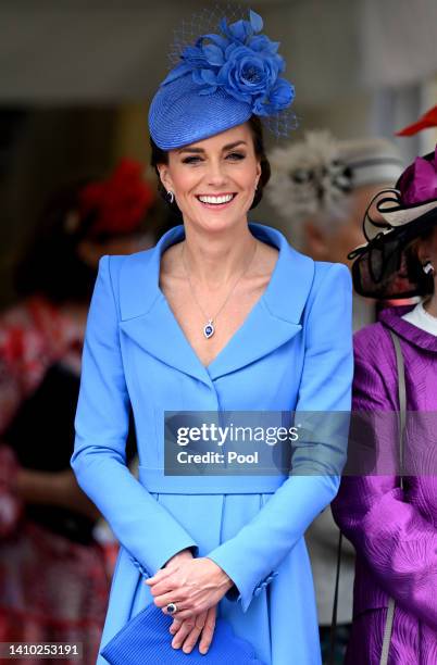 Catherine, Duchess of Cambridge attends The Order of The Garter service at St George's Chapel, Windsor Castle on June 13, 2022 in Windsor, England....