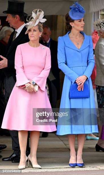 Sophie, Countess of Wessex and Catherine, Duchess of Cambridge attend The Order of The Garter service at St George's Chapel, Windsor Castle on June...