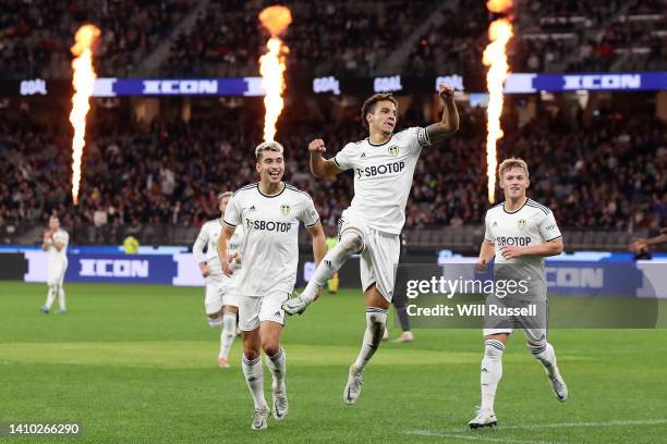 Rodrigo Moreno of Leeds United celebrates after scoring a goal during the Pre-Season friendly match between Leeds United and Crystal Palace at Optus...