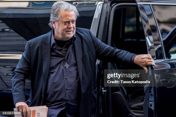 Former White House senior strategist Steve Bannon arrives at the Federal District Court House for the fifth day of his contempt of Congress trial on...