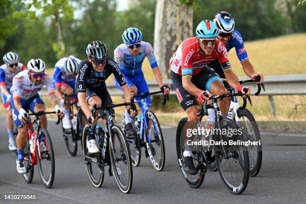 Chris Hamilton of Australia and Team DSM and Philippe Gilbert of Belgium and Team Lotto Soudal compete during the 109th Tour de France 2022, Stage 19...