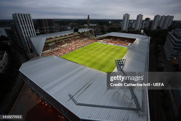 General view inside the stadium during the UEFA Women's Euro England 2022 Quarter Final match between Germany and Austria at Brentford Community...