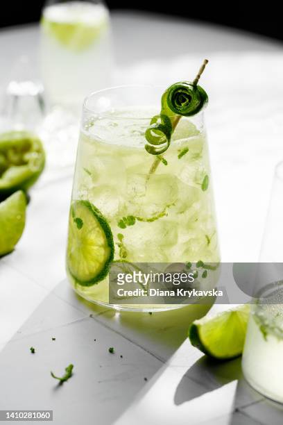 lemonade with lime and ice - a vodka soda with lime stock pictures, royalty-free photos & images
