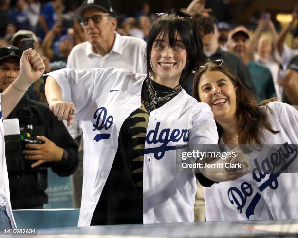 Billie Eilish attends the Los Angeles Dodgers Game at Dodger Stadium on July 21, 2022 in Los Angeles, California.