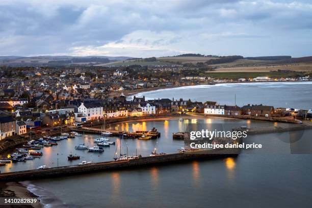 twilight, stonehaven, grampian, scotland - stonehaven stock pictures, royalty-free photos & images