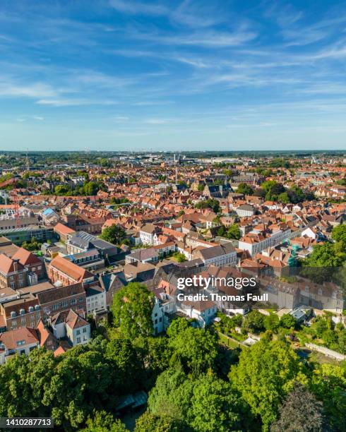 aerial view over residential districts of bruges - flanders stock pictures, royalty-free photos & images