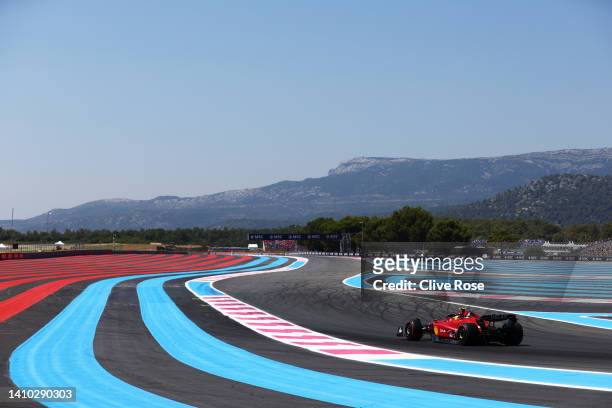 Carlos Sainz of Spain driving the Ferrari F1-75 on track during practice ahead of the F1 Grand Prix of France at Circuit Paul Ricard on July 22, 2022...