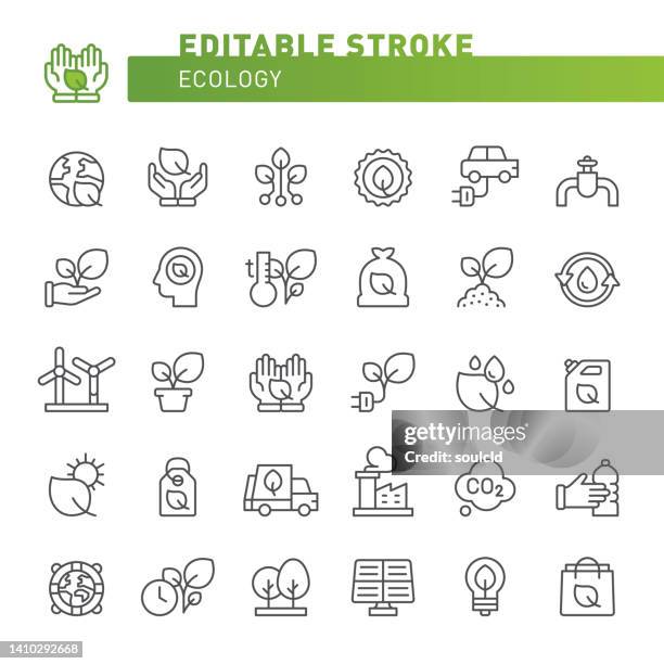 ecology icons - sustainable lifestyle stock illustrations