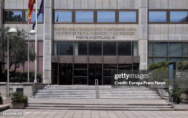 Facade of the headquarters of the Ministry of Economic Affairs and Digital Transformation located at Paseo de la Castellana on July 22 in Madrid,...