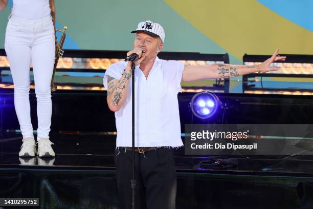 Macklemore performs onstage at ABC's "Good Morning America" summer concert series 2022 at Rumsey Playfield, Central Park on July 22, 2022 in New York...