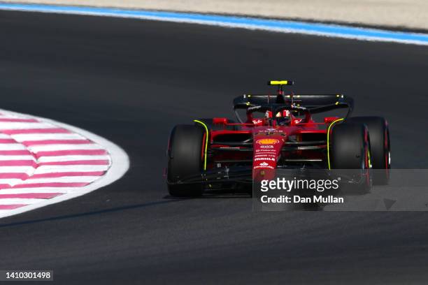 Carlos Sainz of Spain driving the Ferrari F1-75 on track during practice ahead of the F1 Grand Prix of France at Circuit Paul Ricard on July 22, 2022...