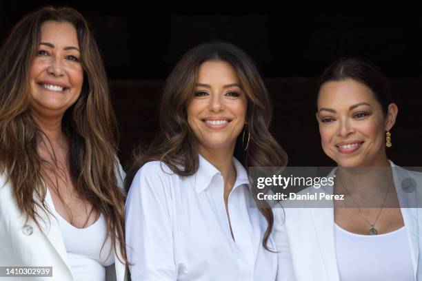 Maria Bravo, Eva Longoria and Alina Peralta are seen on July 22, 2022 in Marbella, Spain.