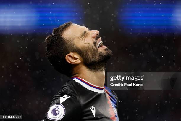 Luka Milivojevic of Crystal Palace reacts after the full time whistle during the pre-season friendly match between Leeds United and Crystal Palace at...