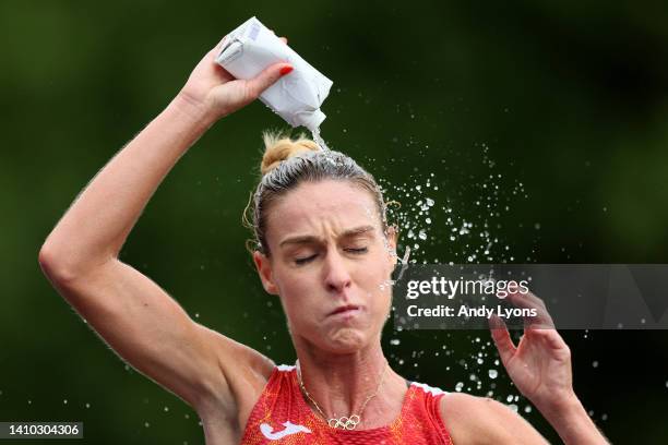 Raquel Gonzalez of Team Spain competes in the Women's 35km Race Walk Final on day eight of the World Athletics Championships Oregon22 at Hayward...