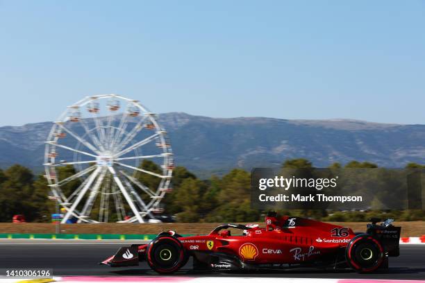 Charles Leclerc of Monaco driving the Ferrari F1-75 on track during practice ahead of the F1 Grand Prix of France at Circuit Paul Ricard on July 22,...