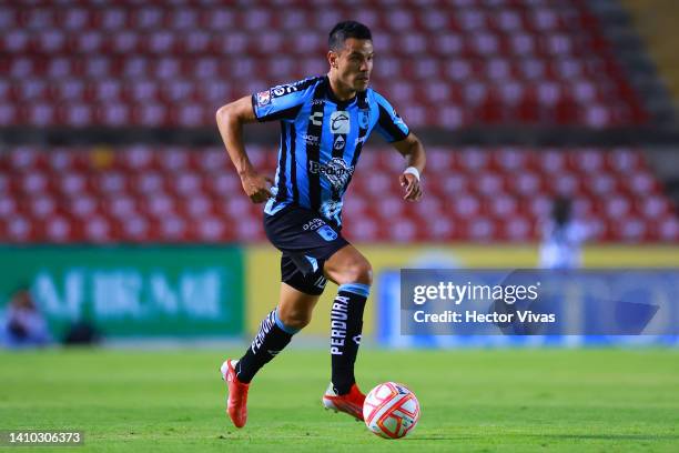 Pablo Barrera of Queretaro drives the ball during the 4th round match between Queretaro and Monterrey as part of the Torneo Apertura 2022 Liga MX at...