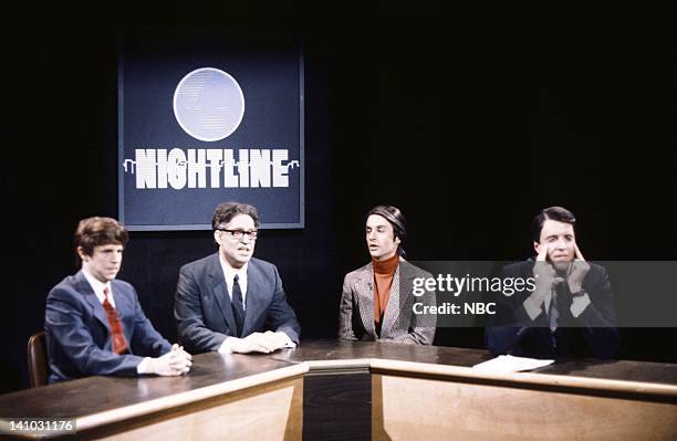 Episode 11 -- Pictured: Dana Carvey as Ted Koppel, Al Franken as Henry Kissinger, Bronson Pinchot as Carl Sagan, Kevin Nealon as Brent Musbruger...