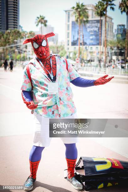 Cosplayer dressed as Spider-Ham attends 2022 Comic-Con International: San Diego on July 21, 2022 in San Diego, California.