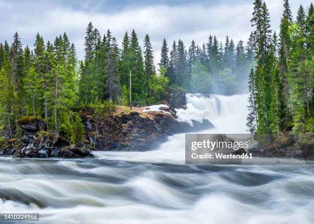 sweden, jamtland county, are, long exposure of ristafallet waterfall - jamtland stock pictures, royalty-free photos & images