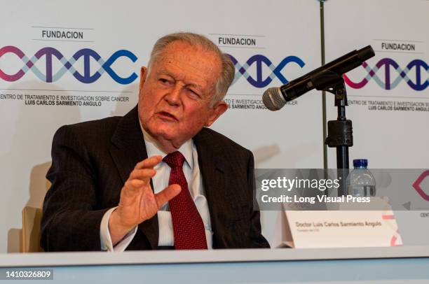 Colombian billionaire Luis Carlos Sarmiento Angel gives a press conference during the inauguration of the Treatment and Investigation on Cancer...