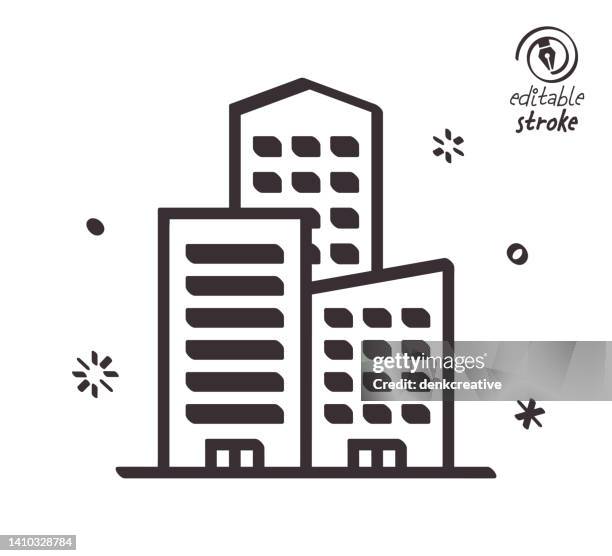 playful line illustration for live downtown - building editable stroke stock illustrations