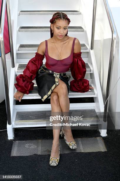 Amandla Stenberg visits the #IMDboat At San Diego Comic-Con 2022: Day Two on The IMDb Yacht on July 22, 2022 in San Diego, California.