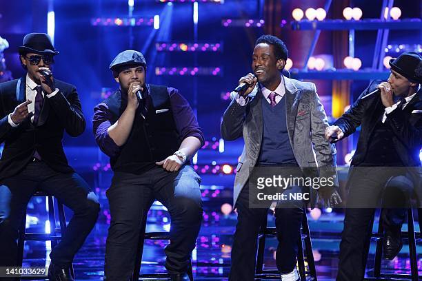 Sing-Off Christmas" Episode 312 -- Pictured: Nota, Shawn Stockman -- Photo by: Trae Patton/NBC/NBCU Photo Bank