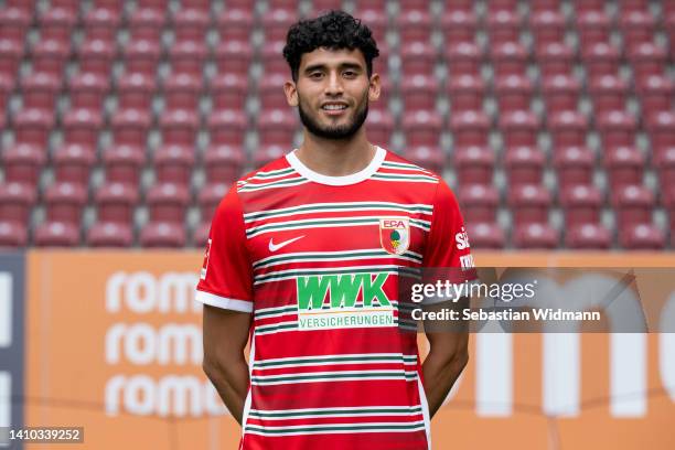 Ricardo Pepi of FC Augsburg poses during the team presentation at WWK Arena on July 21, 2022 in Augsburg, Germany.