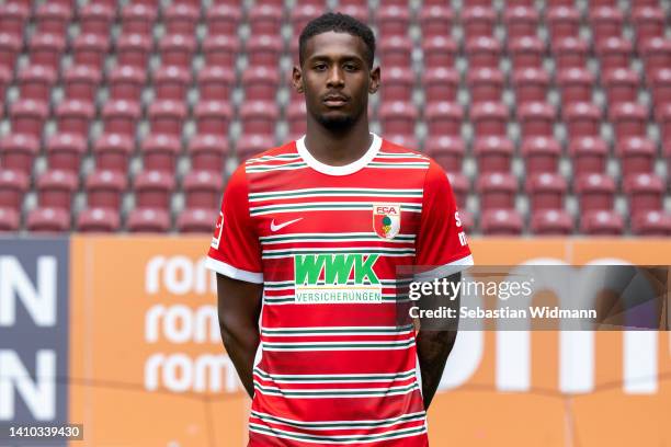 Reece Oxford of FC Augsburg poses during the team presentation at WWK Arena on July 21, 2022 in Augsburg, Germany.