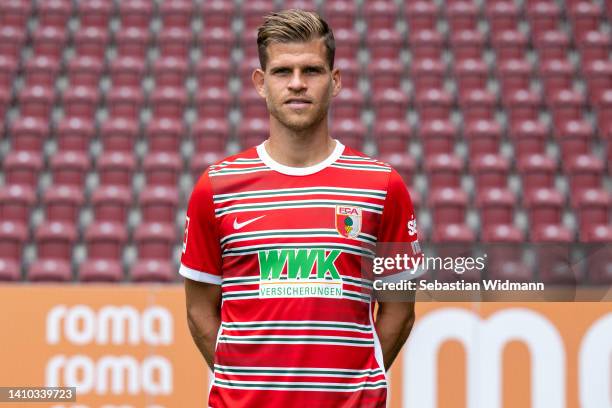 Florian Niederlechner of FC Augsburg poses during the team presentation at WWK Arena on July 21, 2022 in Augsburg, Germany.