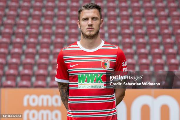 Jeffrey Gouweleeuw of FC Augsburg poses during the team presentation at WWK Arena on July 21, 2022 in Augsburg, Germany.