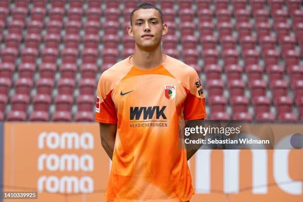 Daniel Klein of FC Augsburg poses during the team presentation at WWK Arena on July 21, 2022 in Augsburg, Germany.