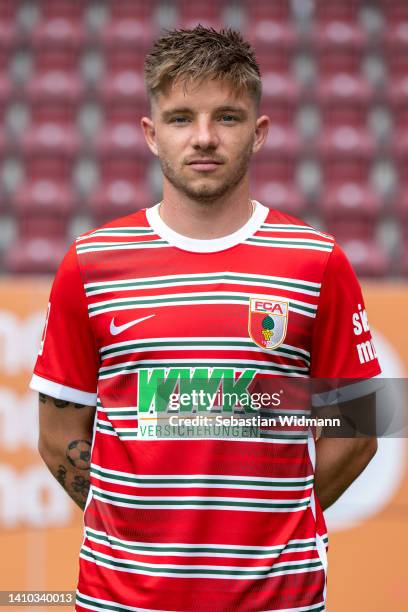 Mads Pedersen of FC Augsburg poses during the team presentation at WWK Arena on July 21, 2022 in Augsburg, Germany.
