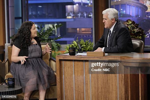 Episode 4156 -- Pictured: Actress Raini Rodriguez during an interview with host Jay Leno on November 30, 2011 -- Photo by: Paul Drinkwater/NBC/NBCU...