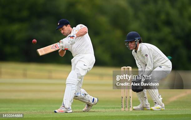 Nick Compton of the MCC hits runs during the President's Day match between Sir Paul Getty's XI and Marylebone Cricket Club at Wormsley Cricket Club...