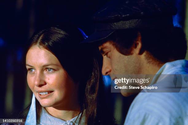 View of actors Michele Marsh and Paul Michael Glaser in costume on the set of the film 'Fiddler on the Roof' , 1970. The film was released the...