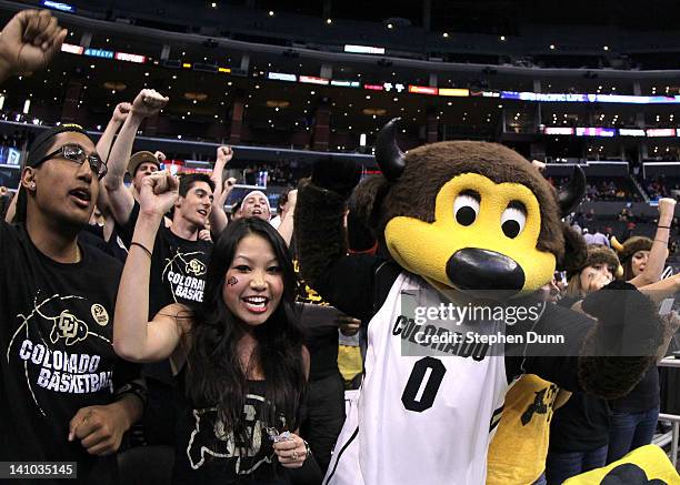 Colorado Buffaloes fans cheer on their team before the Buffaloes take on the California Golden Bears in the semifinals of the 2012 Pacific Life...