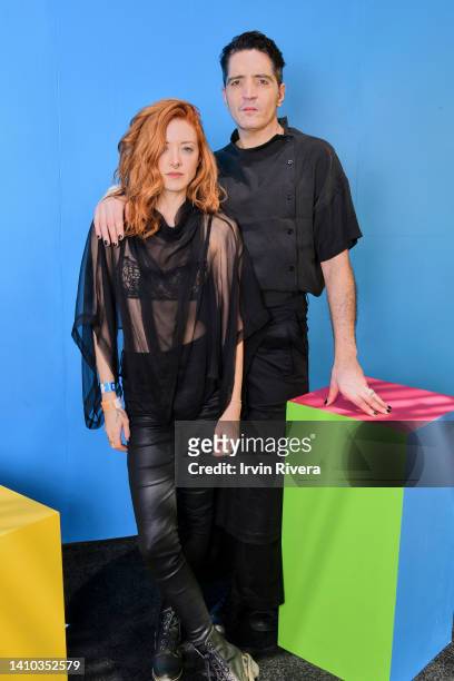 Evelyn Leigh and David Dastmalchian visit the #IMDboat official portrait studio at San Diego Comic-Con 2022 on The IMDb Yacht on July 22, 2022 in San...