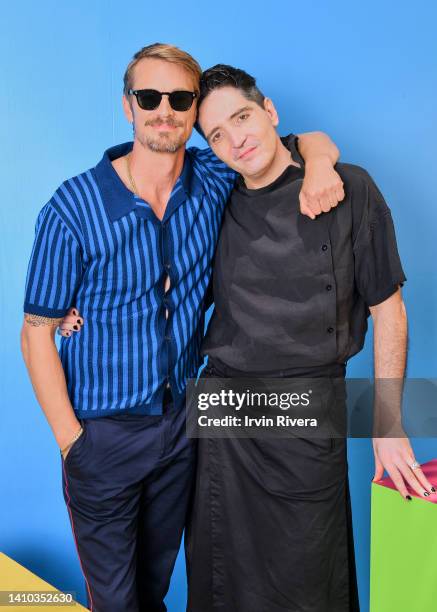 Joel Kinnaman and David Dastmalchian visit the #IMDboat official portrait studio at San Diego Comic-Con 2022 on The IMDb Yacht on July 22, 2022 in...