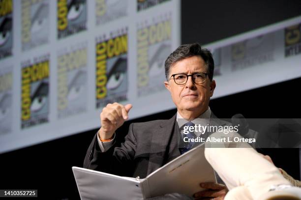 Stephen Colbert speaks onstage at "The Lord of the Rings: The Rings of Power" panel during 2022 Comic-Con International: San Diego at San Diego...